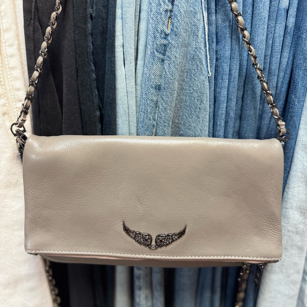 Zadig & Voltaire Gray Crossbody Bag with Iconic Emblem